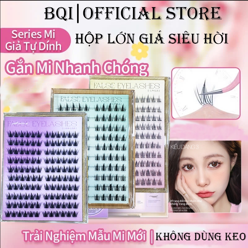  Mi giả hoa hướng dương BQI có sẵn keo  mi tự nhiên  dễ sử dụng  hộp lớn 