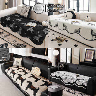 Thảm Trải Ghế Sofa Cao Cấp Họa Tiết Sang Trọng, Thảm Lót Sofa Có Gai Chống Trượt, Viền Bo Góc Gợn Sóng Đẹp Mắt - KENHOME