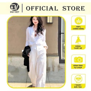 Set áo sơ mi + quần ống rộng nữ basic nhưng trẻ trung, sang trọng kết hợp cùng chất vải linen thoáng mát Bv09