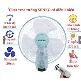  Quạt treo tường SENKO TR1628 có điều khiển từ xa Mát- Êm- Khoẻ sải cánh 39cm bảo hành 12 tháng93 