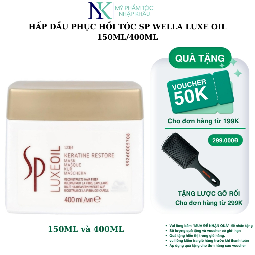 Hấp dầu phục hồi tóc SP Wella Luxe Oil 150ML và 400ml
