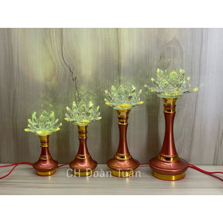 Cặp đèn thờ hoa sen pha lê đổi màu - Đèn thờ pha lê hoa sen 581