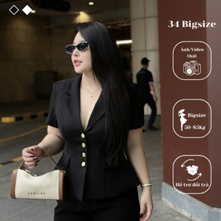 Áo kiểu vest 34AK042 34 Bigsize, áo kiểu bigsize hở ngực dáng ôm sang chảnh cho nữ đi tiệc đi làm