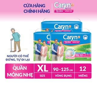 Bộ 3 Tã/Bỉm Quần Người Lớn Caryn Mỏng Nhẹ Chống Tràn Dành Cho Người Già Có Thể Tự Đi Lại Size XL (12/24pcs)