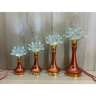 Cặp đèn thờ hoa sen pha lê đổi màu - Đèn thờ pha lê hoa sen 581