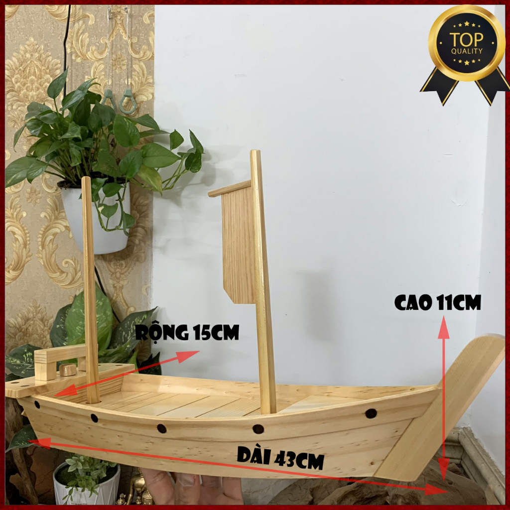 [chuẩn Nhật] Khay gỗ đựng sushi sashimi -thuyền gỗ trang trí món ăn -Khay thuyền gỗ sushi chuyên dụn