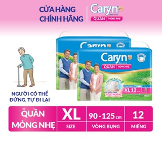 Bộ 2 Tã/Bỉm Quần Người Lớn Caryn Mỏng Nhẹ Chống Tràn Dành Cho Người Già Có Thể Tự Đi Lại Size XL (12/24pcs)