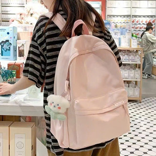 Có sẵn Balo cặp đi học basic màu pastel mẫu mới dày Bư tặng 1 móc khoá mây