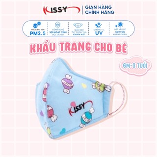 Khẩu trang vải kissy trẻ em 4-10 tuổi hình kẹo vải cotton kháng khuẩn ngăn uv chống bụi mịn