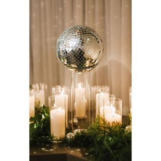 Quả cầu tráng gương bạc, quả cầu disco balls,trái châu 25cm, 30cm, 40cm (hàng sẵn) KHÔNG KÈM MÔ TƠ