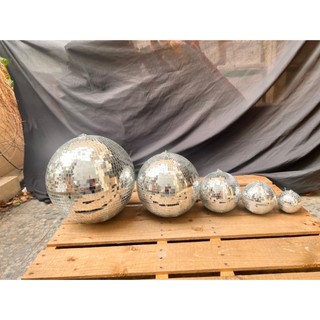 Quả cầu tráng gương bạc, quả cầu disco balls,trái châu 25cm, 30cm, 40cm (hàng sẵn) KHÔNG KÈM MÔ TƠ
