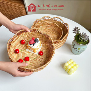  Rổ Mây Tre Đan Lượn Sóng Cách Điệu NHÀ MỘC DECOR Bộ 3 Giỏ Mây Đựng Hoa Quả Bánh Kẹo Hạt Ngũ Cốc 