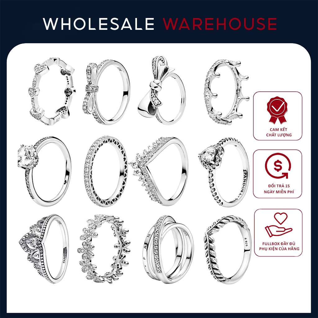 Nhẫn bạc nữ 12 mẫu s925 Silver Ring-NO BOX