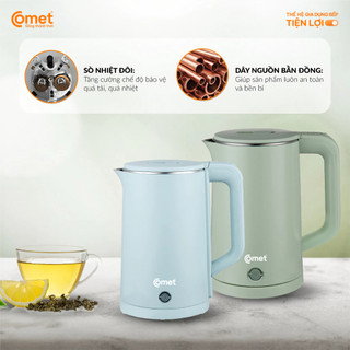 [Có hỏa tốc TPHCM ]  Bình đun siêu tốc 2 lớp 1.8L COMET - CM8226LG