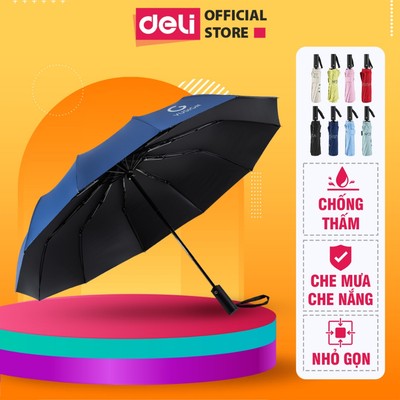 Ô Dù Che Mưa Đi Nắng Tự Động DELI 12 Nan Đơn/Đôi ĐK 106 cm Chống UV Nút Đóng/Mở Thông Minh Nhiều Màu