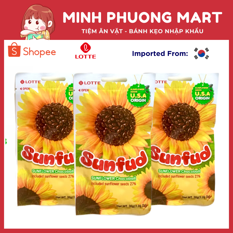 [Mẫu mới] Hướng dương phủ socola Hàn Quốc Lotte 30g