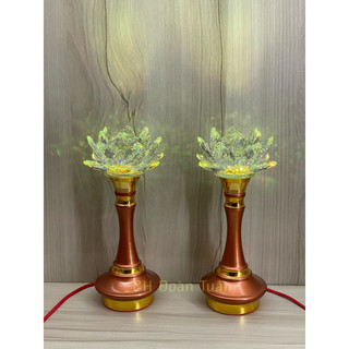 Cặp đèn thờ hoa sen pha lê đổi màu - Đèn thờ pha lê hoa sen 581
