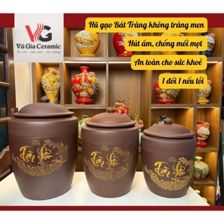 [10kg 20kg 30Kg - Tài Lộc] Hũ Đựng Gạo Không Tráng Men Bát Tràng Cao Cấp