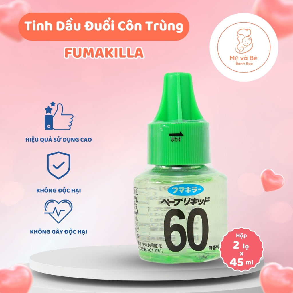 Tinh Dầu Đuổi Muỗi Côn Trùng Fumakilla 60 Ngày Không Mùi Không Tiếng Ồn An Toàn Cho Trẻ Sơ Sinh 45ml