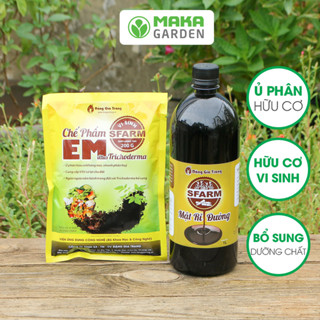 Combo ủ phân hữu cơ EM Trichoderma Plus + Mật rỉ đường Sfarm, ủ rác nhà bếp, phân cá, phân hữu cơ