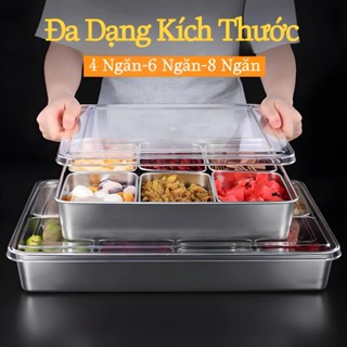 Khay đựng gia vị inox 4 ngăn 6 ngăn 8 ngăn inox cao cấp, hộp đựng gia vị inox, inox thực phẩm