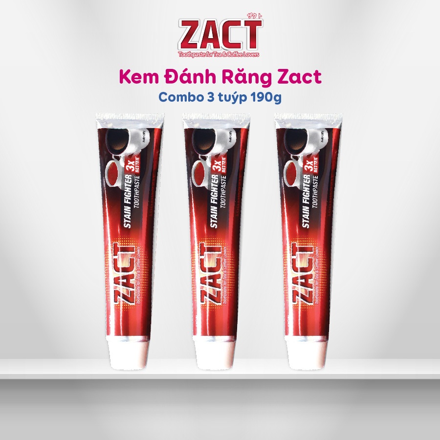Combo 3 Kem Đánh Răng ZACT 190g - Siêu Phẩm Trắng Răng