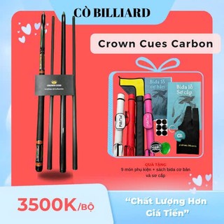  Cơ bida lỗ Crown Cues Carbon Max Eight   tặng kèm 9 món pk và sách bida cơ bản + sơ cấp   