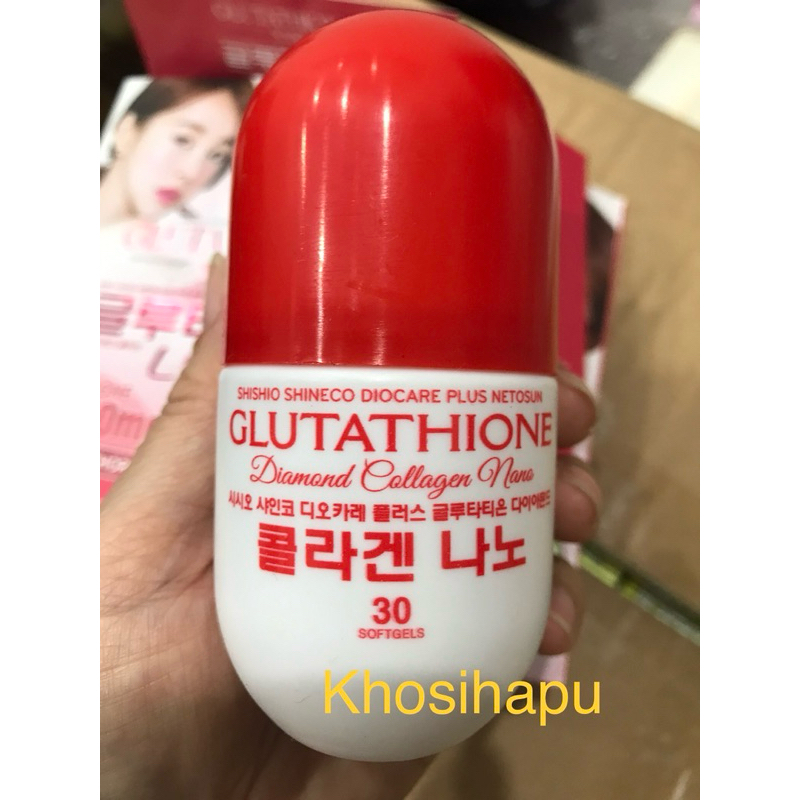 Viên uống trắng da Glutathione 16000mg Diamond Collagen Nano lô hội chống oxy hoá da đẹp da sáng mịn giảm nám 30v