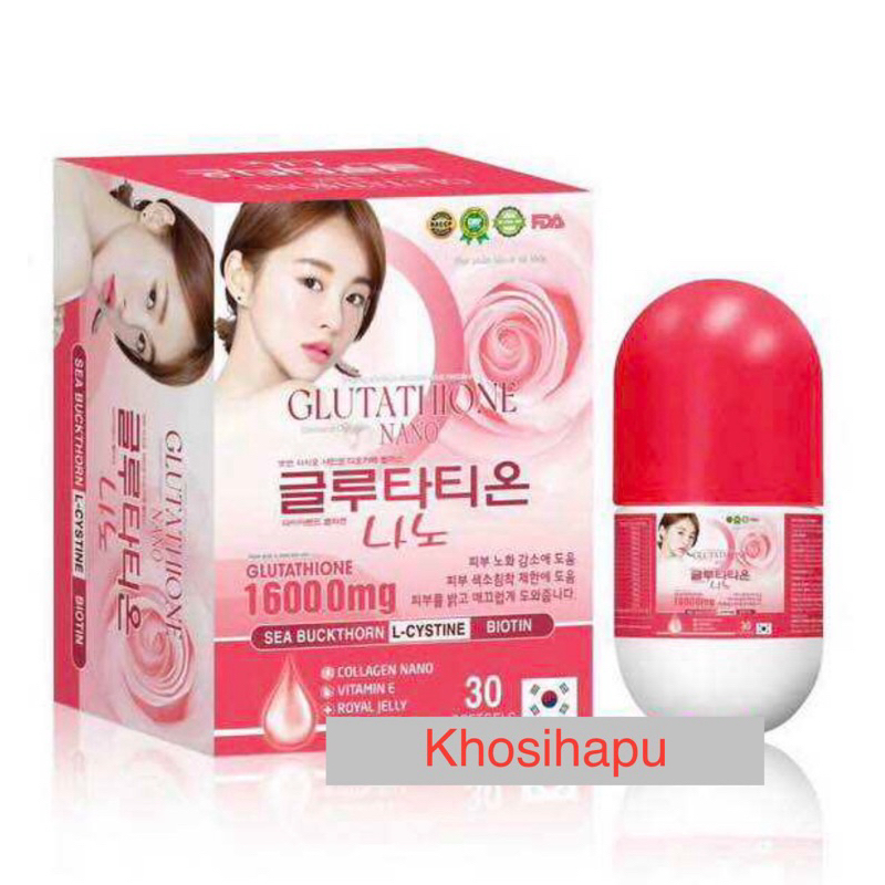 Viên uống trắng da Glutathione 16000mg Diamond Collagen Nano lô hội chống oxy hoá da đẹp da sáng mịn giảm nám 30v