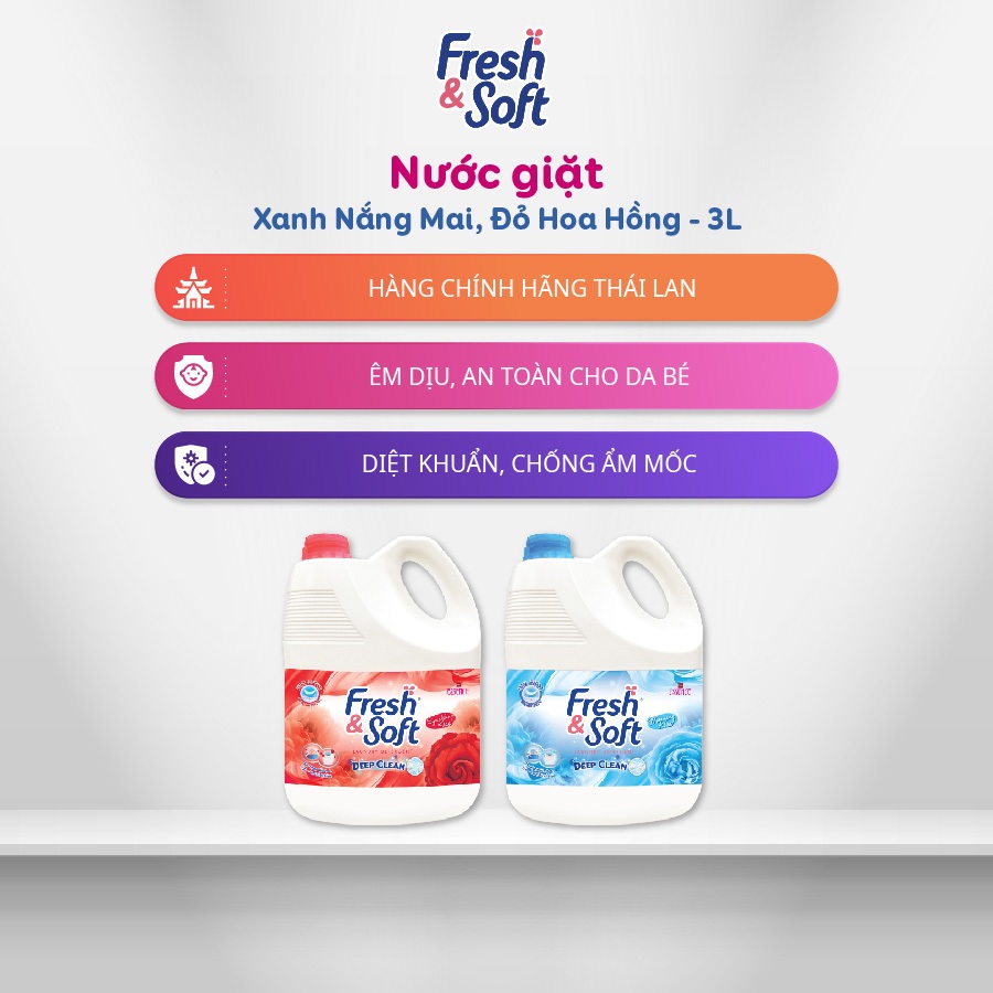 Nước giặt Fresh & Soft Xanh 3L
