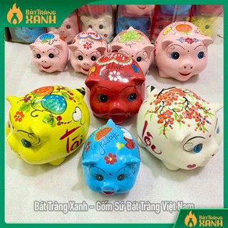 Lỗ tròn/dẹt Heo sứ Lợn đất tiết kiệm đủ size - Lợn Đất Gốm Sứ Bát Tràng Vẽ Tay