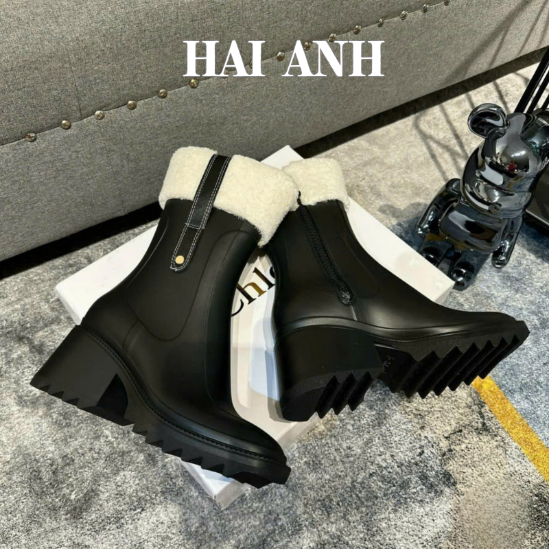 Boot - Bốt thời trang Nữ Cổ Lông Khóa Kéo Chất Da Phối Lông Cừu Cao Cấp W88 Hàng QCCC - HẢI ANH SHOES