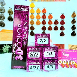 Thuốc Nhuộm Lavox ( Tím ) Collagen 3D 100ml - Đầy Đủ Các Loại Màu - Không Kèm Oxy Trợ Nhuộm