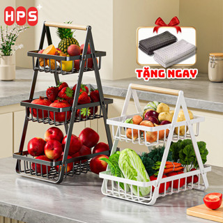 Kệ Đựng Đồ Nhà Bếp Đa Năng 3 Tầng, Giỏ Đựng Gia Vị, Trái Cây, Decor Đa Năng Thép Cacbon Cao Cấp