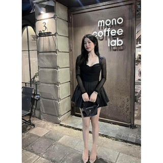 [ Hàng order shein] áo thun dài tay lưới dáng cup ngực không đệm mút