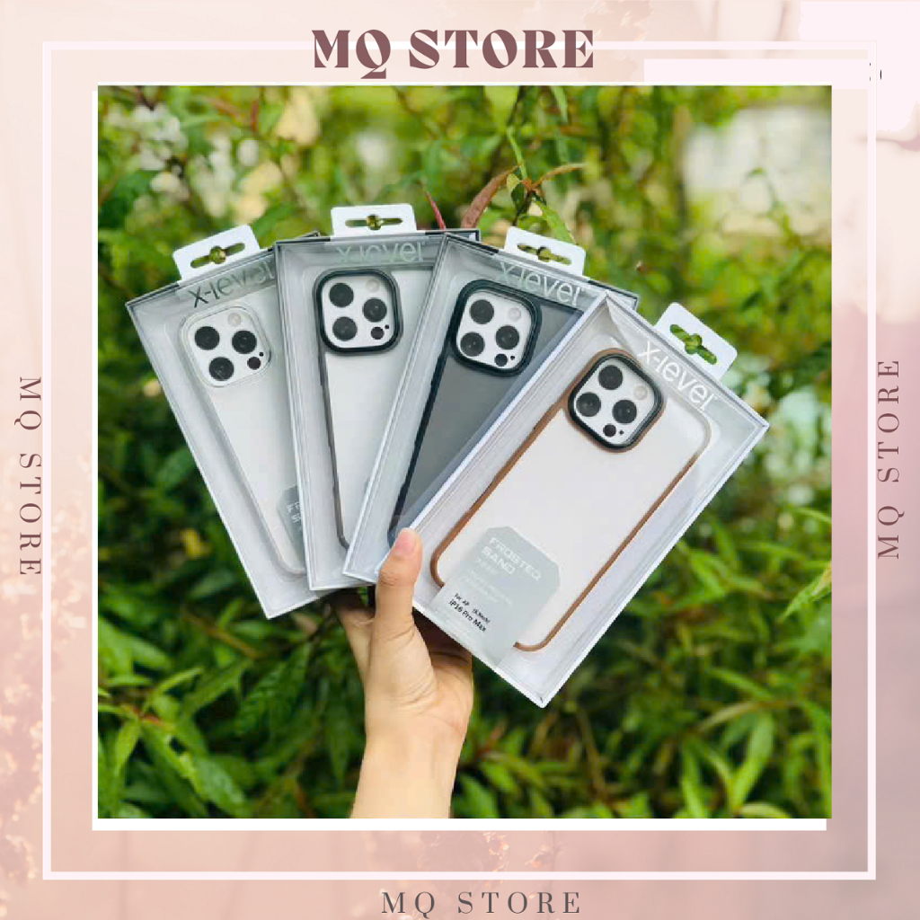 Ốp lưng X-Level Frosted Sand iPhone 16 Pro Max, 16 Pro viền màu lưng nhám chống vân tay, chống sốc
