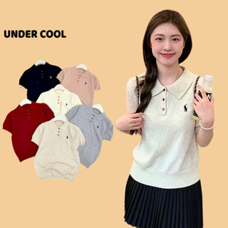 Áo polo len mỏng UNDERCOOL cộc tay thêu Ngựa, Áo mongtoghi mỏng nhẹ mùa thu đông ACT41