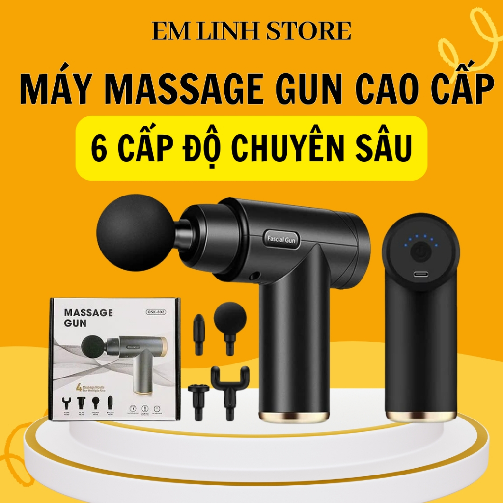Máy massage cầm tay mini đấm lưng mát xa đau mỏi cổ vai gáy 4 đầu 6 chế độ bảo hành 6 tháng