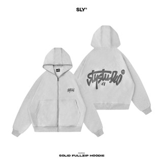 Áo Hoodie Nỉ Chân Cua Fullzip SLY Solid màu xám tiêu