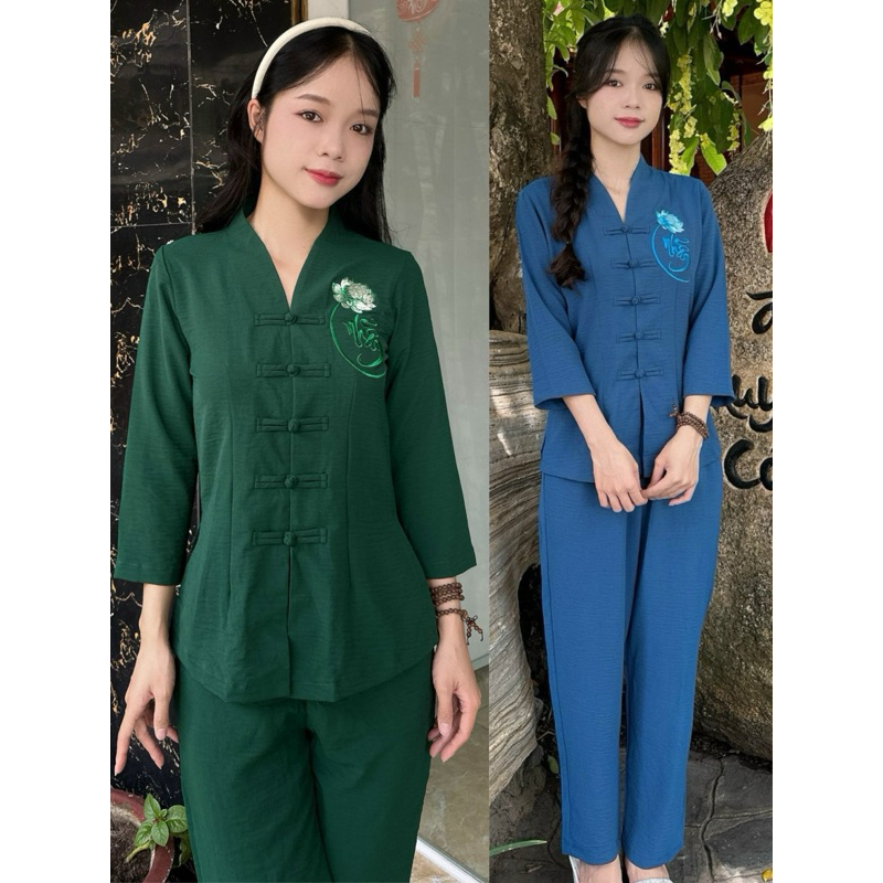 Bà Lai Đũi Nhẫn Nữ # Quần Áo Lam Đi Chùa
