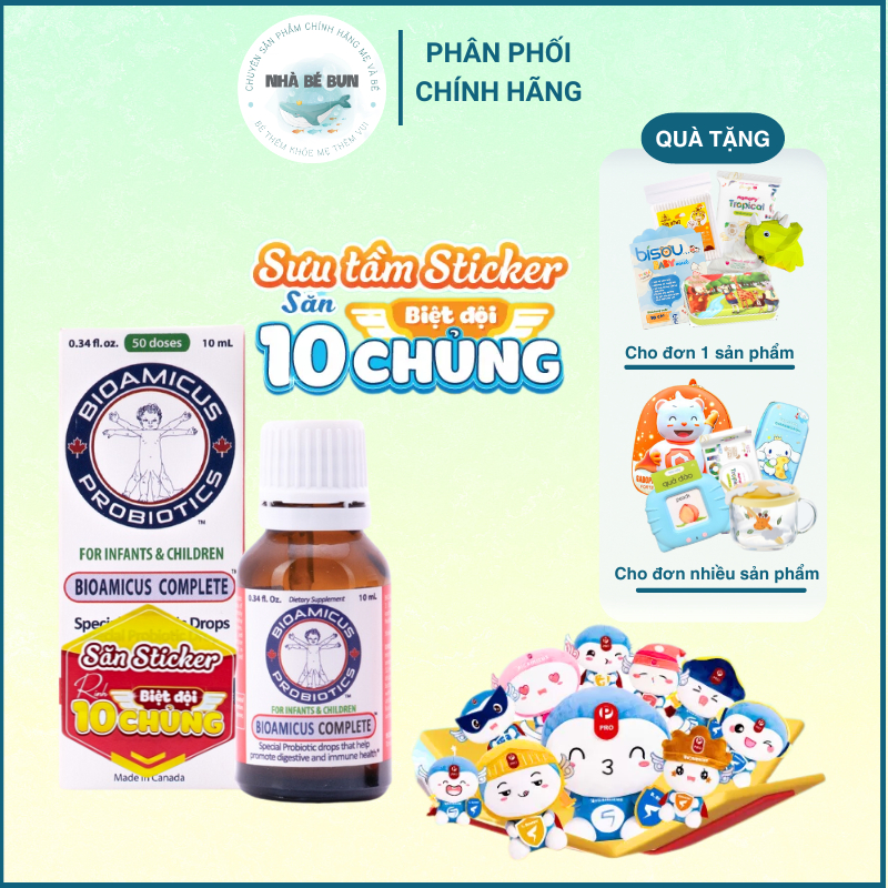 Men Vi Sinh 10 Chủng BioAmicus Complete 10ml Chính Hãng Hỗ Trợ Tiêu Hoá Cho Bé Ăn Ngon, Hấp Thu Tốt