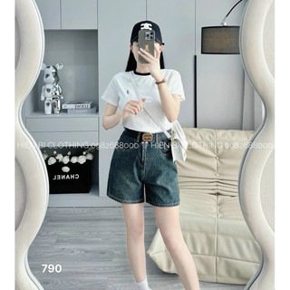 Quần ngố jeans nữ trơn ống to