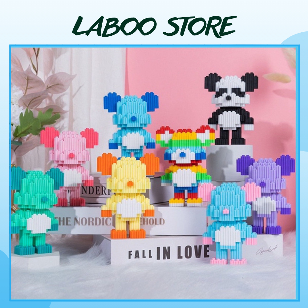 Mô hình lắp ráp bearbrick mini xếp hình ghép hình nhân vật anime 3d nhỏ giá rẻ cho bé trai QC Store