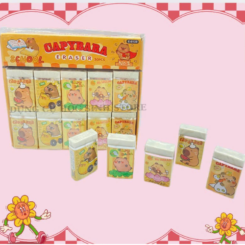 Combo 5 cái gôm tẩy trắng E-6139 có hình CAPYBARA siêu dễ thương