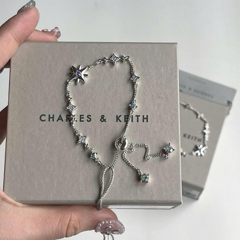 [CHÍNH HÃNG] Vòng Đeo Tay Nữ Charles & Keith CNK Star Motif Crystal-Embellished Bracelet - Silver Mà