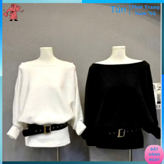  Áo Len Trễ Vai Dáng Váy Thụng. Áo Chất Nỉ Len Xù Thiết Kế Thời Trang Nữ Tính 