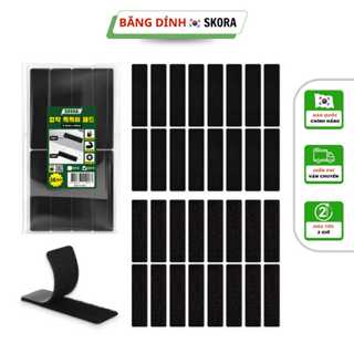 Băng dính gai dán tường Skora có keo sẵn siêu dính gói 16 cặp miếng dán tường velcro gai cố định đồ vật tiện lợi