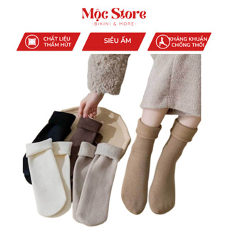  Set 5 Đôi Tất Lông Sinh Nhiệt Cho Nữ ,Tất Lót Lông Nỉ Giữ Nhiệt Cao Cổ Siêu Ấm Màu Pastel Xinh Xắn   ✪ X 
