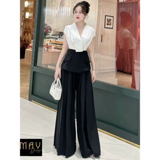 Set Đồ Nữ Sang Chảnh MAY O3169 - Set Vest Nữ Cách Điệu Màu Trắng Đen Sang Trọng Sáng Da