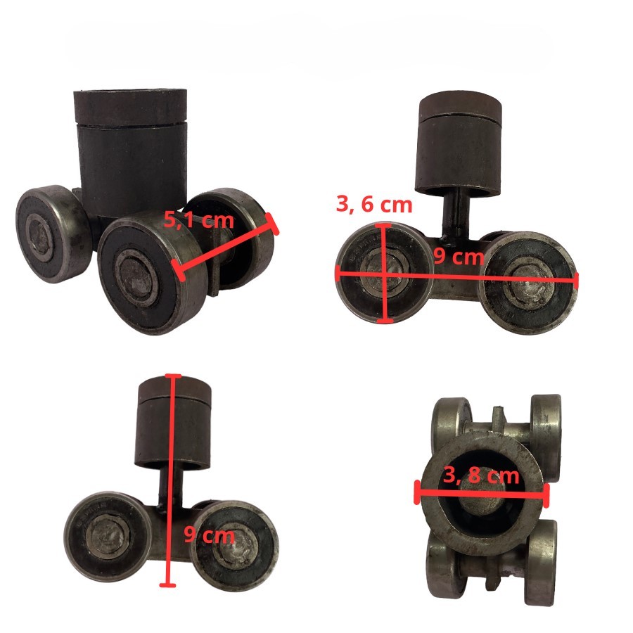 Bi treo cửa sắt cửa xếp xoay 360 độ loại 4 bánh 2 bánh bi treo cửa lùa -Bi treo cửa sắt 4 bánh 2 bán